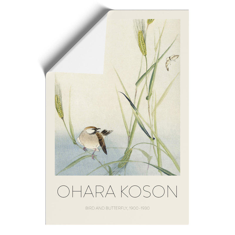 Bird & Butterfly Print by Ohara Koson - Frameless Print, 30cm H x 21cm W x 0.1cm D