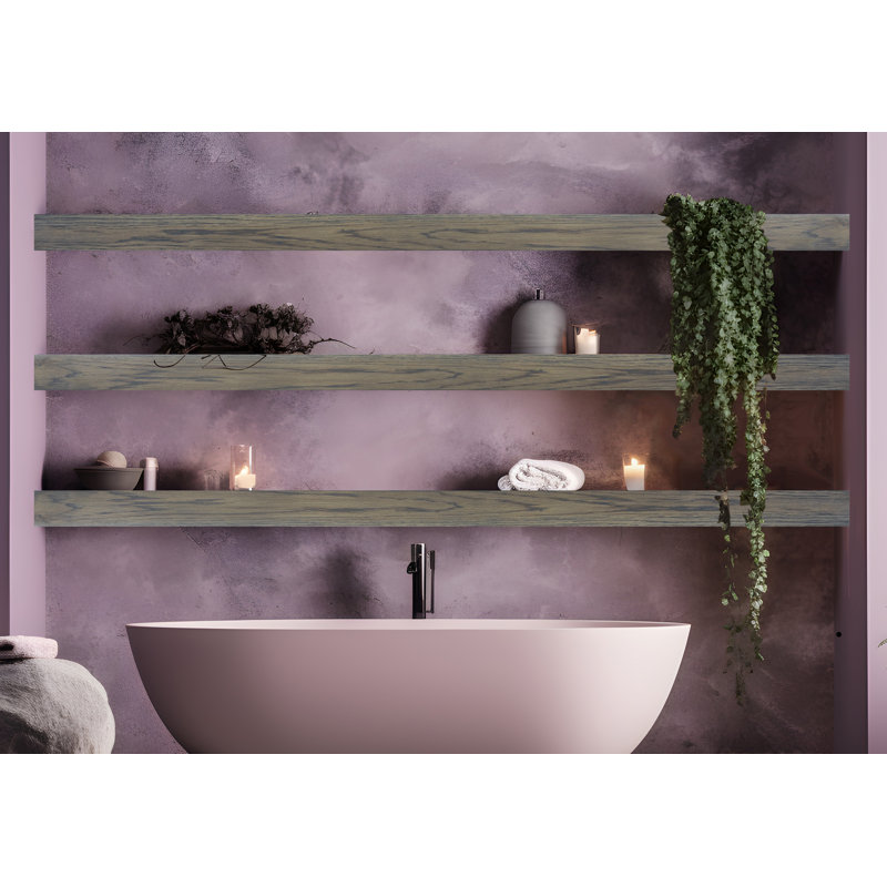 3 Piece Oak Floating Shelf, 5'' H x 58'' W x 4'' D, Carbon Grey
