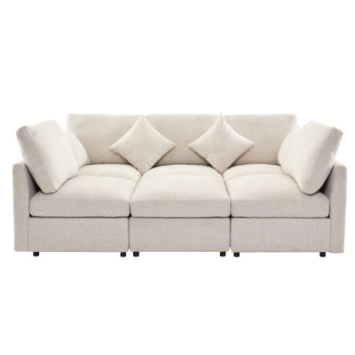 86.6" Sectional Sofa Modular Sofa U-Shaped Sofa Couch Sofa Bed L-Shaped Sofa With A Movable Ottoman And Two USB Ports For Living Room