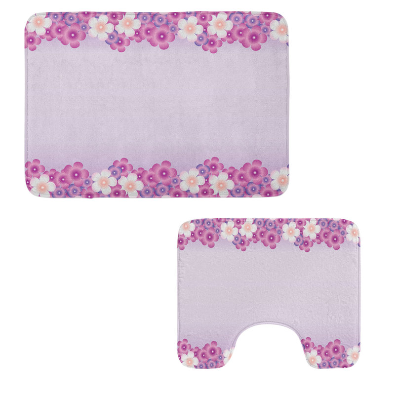  Mauve Bathroom Rug Set 2 Pieces Rectangle & Contour Mats Pink