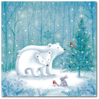 « Ours polaire de Noël »-reproduction sur toile tendue