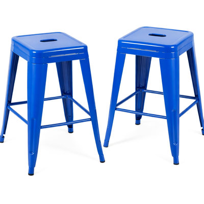24 tabourets de bar en métal sans dossier de 24 po de hauteur, sans empilage, détachables, à installation rapide, pour îlot de cuisine, bar, salle à manger, rouille et surface d'eau à assembler, idéal