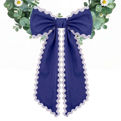 Ornement de Noël 55 po en forme de guirlande de Noël en forme de guirlande avec bordure ondulée pour porte d'entrée, fenêtre, porche, décoration de fête de Noël