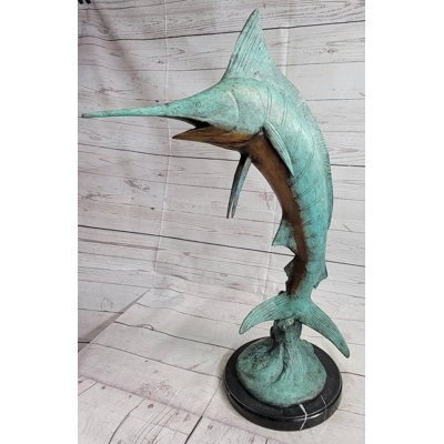 Medaryville Marlin Fish Bronze Statue Sculpture Nautical Decor LTD Ed. Original Art 26" x 15"