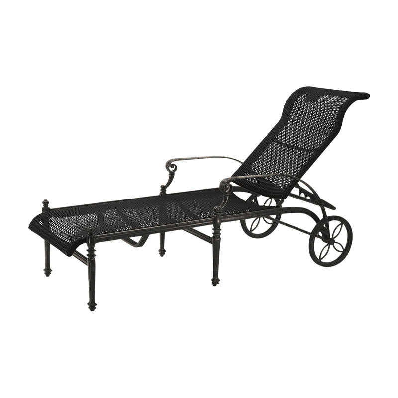 Grand Terrace Woven Chaise Lounge, Vintage, Mahogany Wicker