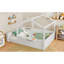 Lit double pleine grandeur avec garde-corps et toit, lit pour enfant avec un petit plateau intégré et une enseigne à installation gratuite, conception enfantine, blanc-130188598-130188595