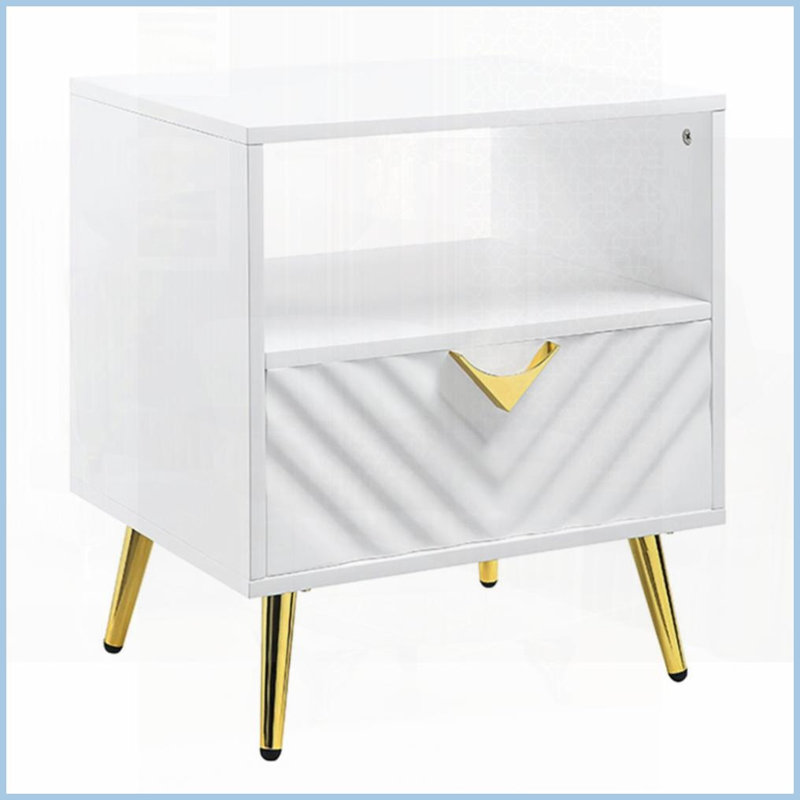Table basse blanche brillante avec tiroir & amp; Tablette ouverte - rangement polyvalent, fonctionnement en douceur des tiroirs, style moderne