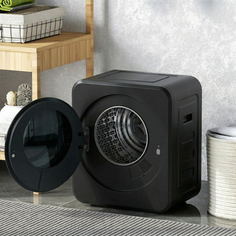 HOMCOM Vented Tumble Dryer 4kg Wet Laundry 2.5kg Dry Capacity 800W, Black