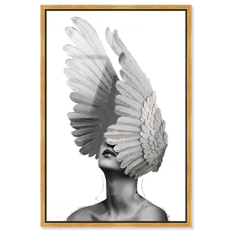 Unfurling Reversed Wings Canvas Fashion Print by Oliver Gal, 16"H x 11"W, Gold Frame