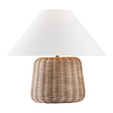 Thom Filicia Dumar 1 Light Bedroom Home Office Living Room Lamp In Blonde Rattan Finish With White Linen Shade