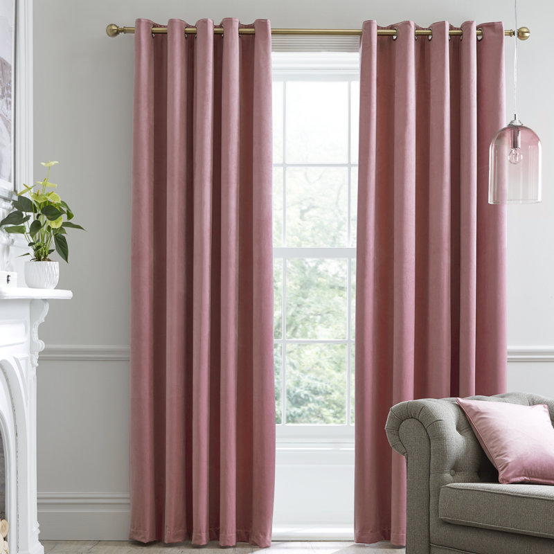 Montrose Eyelet Blackout Curtains, Width 117 x Drop 183 cm, Blush Pink
