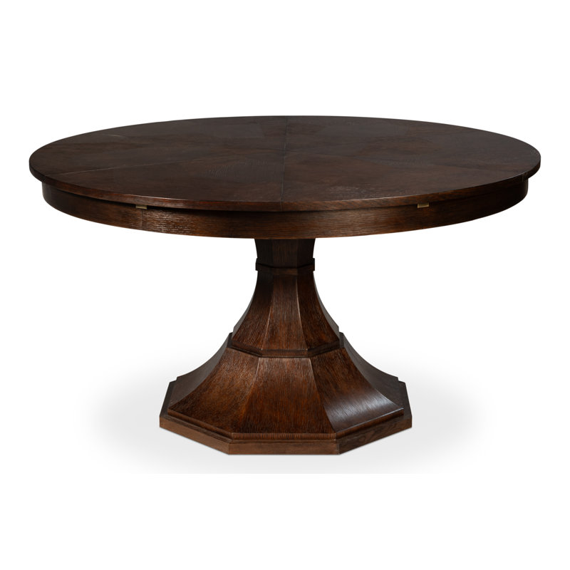 Giselle Round Dining Table, Burnt Brown Oak, 30"H x 55"L x 55"W