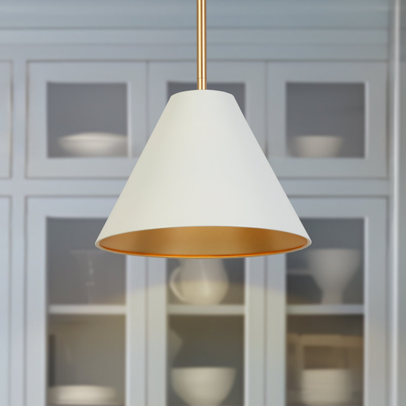 Kimmons 1-Light Dimmable Modern White Cone Pendant(1-Set Included)