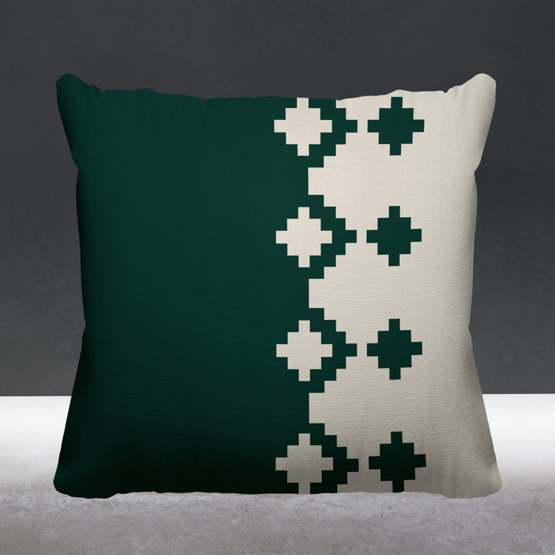 Coussin intérieur / extérieur Moki Southwestern, L 15 po x H 15 po, Émeraude