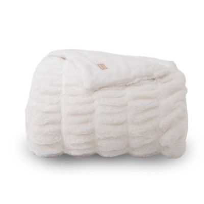 Ruched Faux Fur Throw Blanket