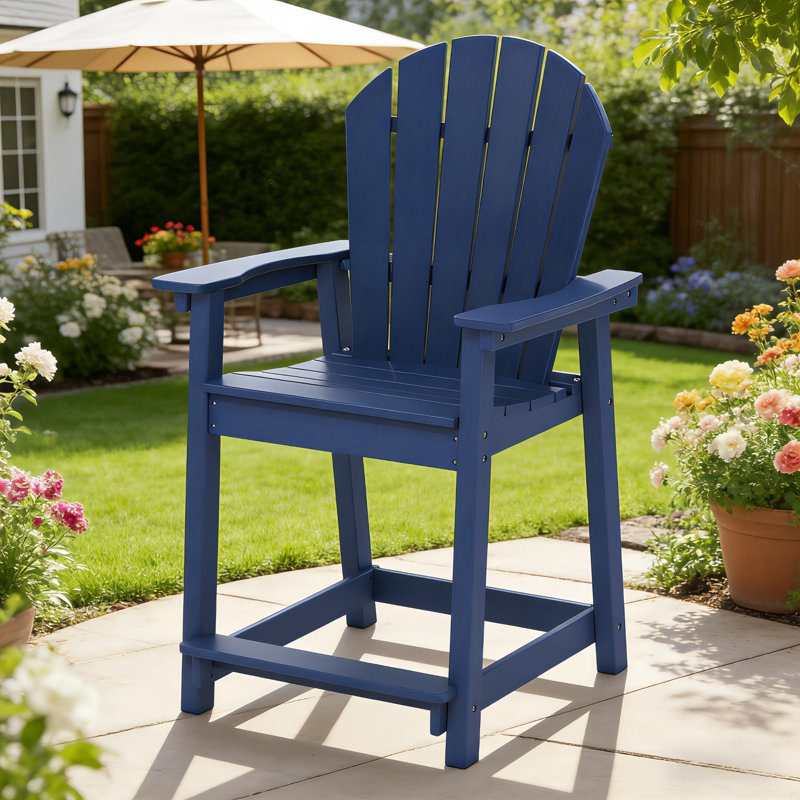  Yardgrace Tall Adirondack Chair - All-Weather Hdpe Bar Height Stool, Navy