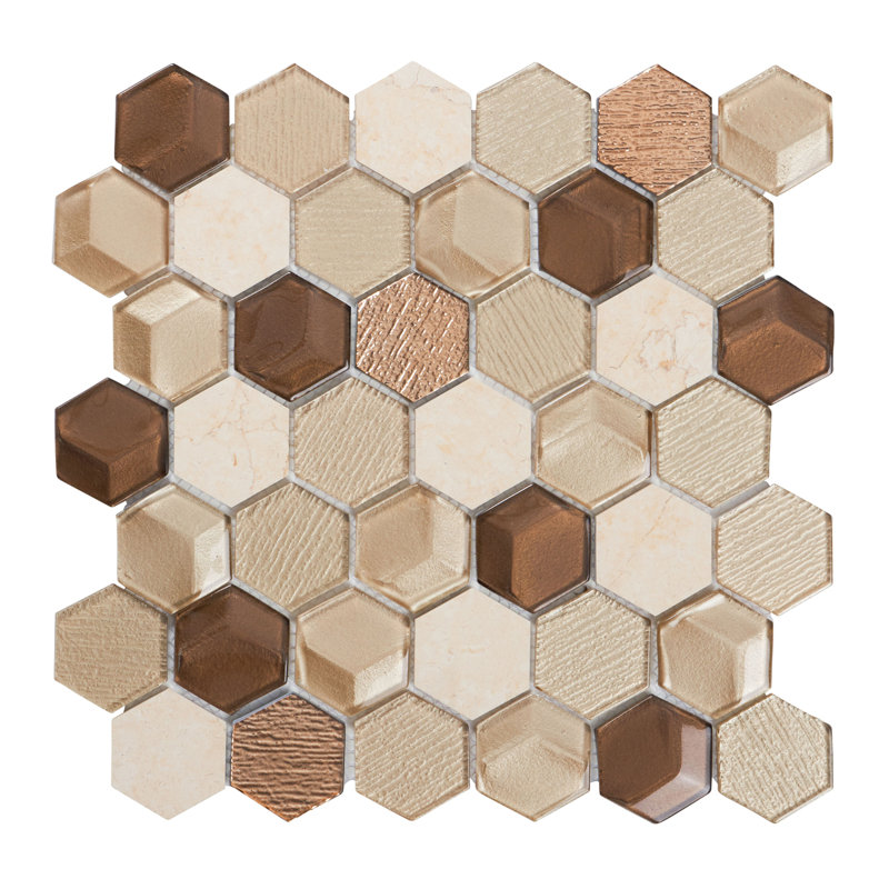 Emperador Marble Mosaic Sheet Tile, Brown/Beige