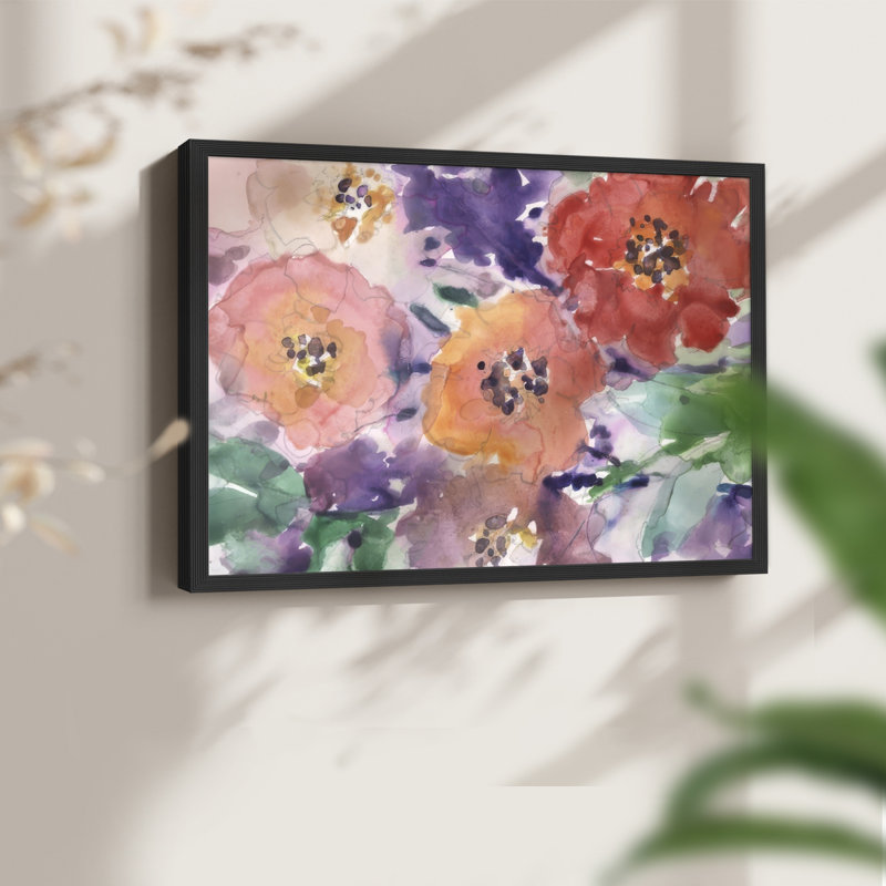 Floral I glamour - reproduction encadrée, H 22 po x l 28 po, Noir, noir, noir, noir