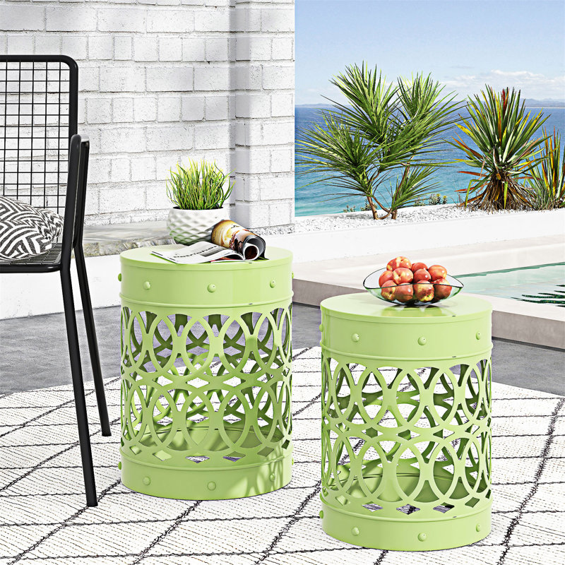 Ensemble de tables d'appoint d'extérieur, Vert