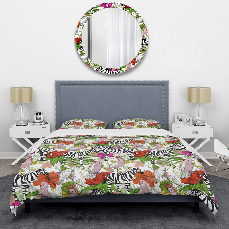 Ensemble de housse de couette en microfibre noir / blanc / vert 3 pièces, Housse de couette pour très grand lit et 2 très