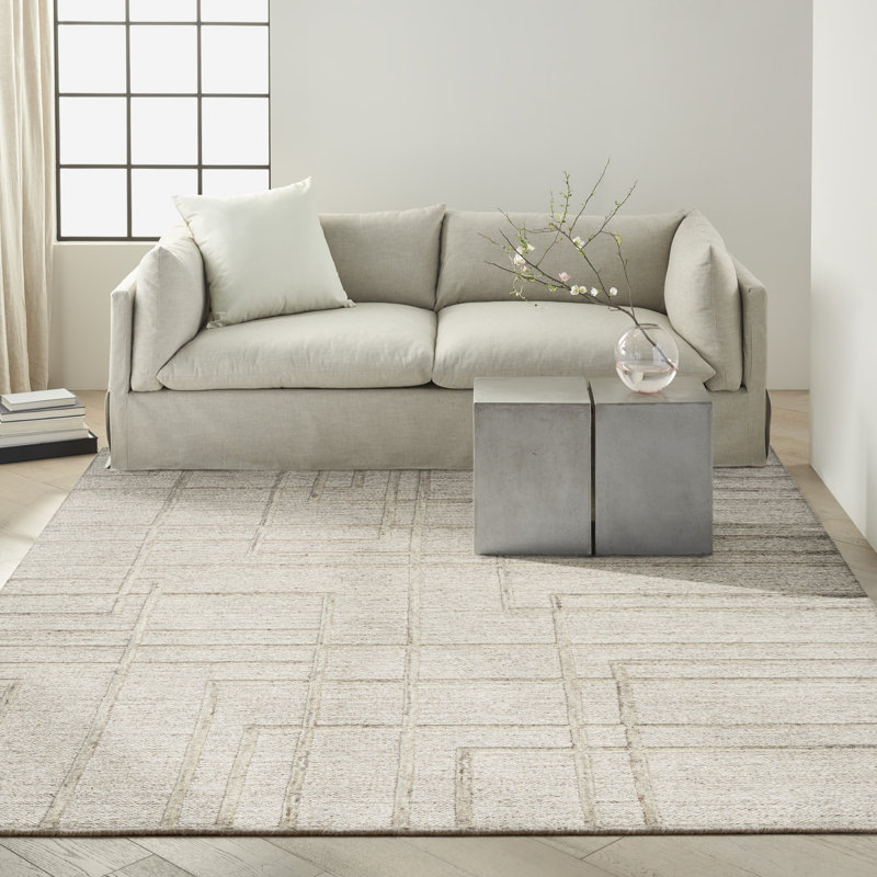 Tapis d'intérieur moderne argent Calvin Klein CK045 Impressions, Rectangle 8 pi 6 po x 11 pi 6 po