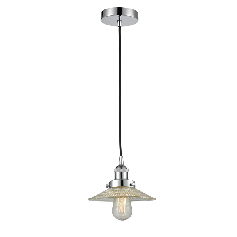 Luminaire suspendu conique à 1 lumière Cahaba, Transparent, Chrome poli