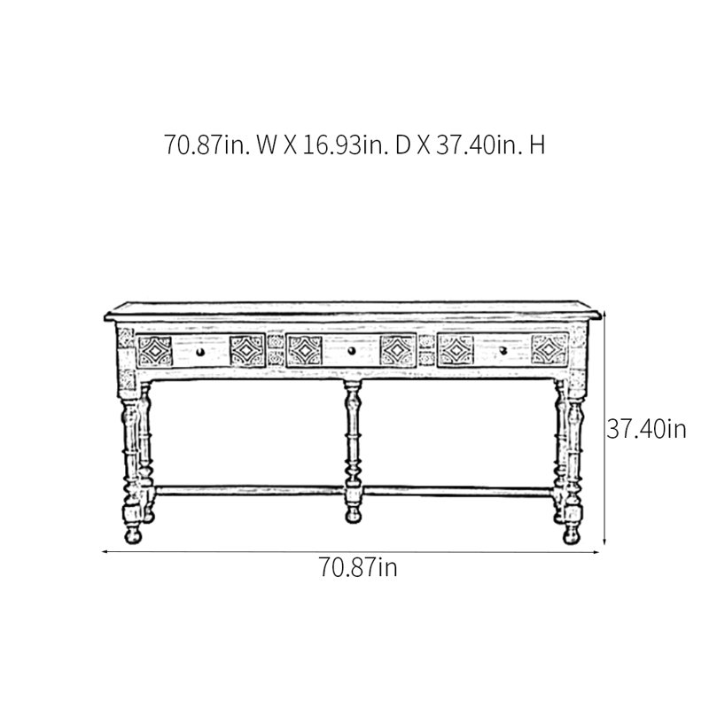 Console Retro Retro, H 37,4 po x l 70,87 po x P 16,93 po
