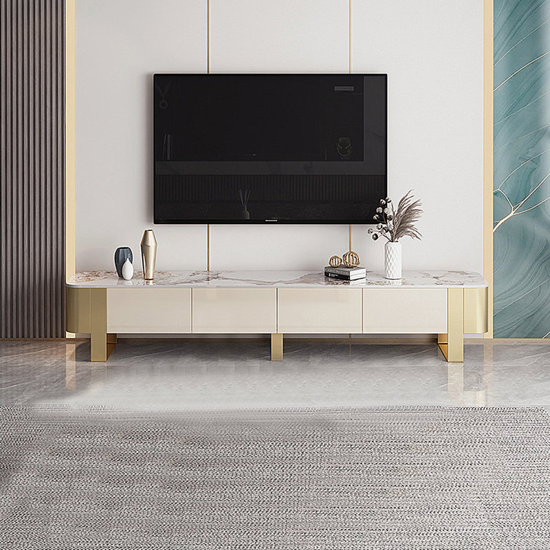 Meuble télé italien, Blanc / Doré