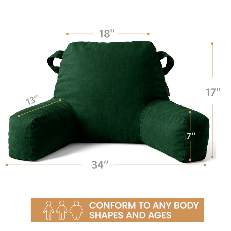 Comfy Backrest Pillow Arm Pillow With Pockets, Dark Gren