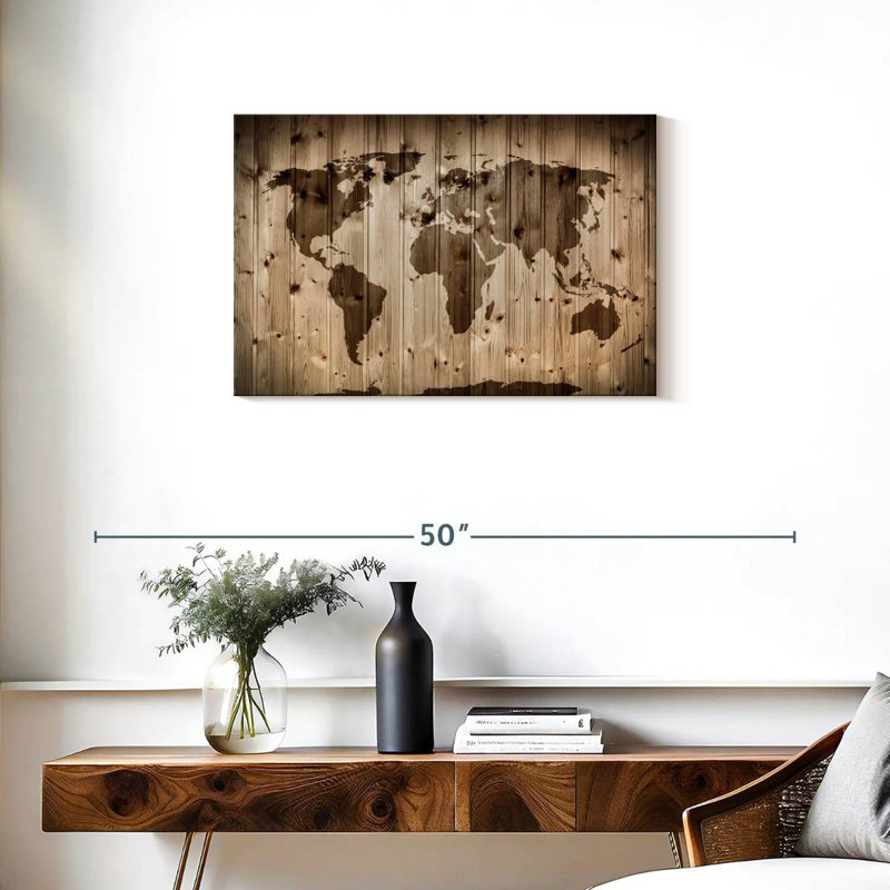 Carte du monde en bois Aliaz, H 20 po x l 30 po