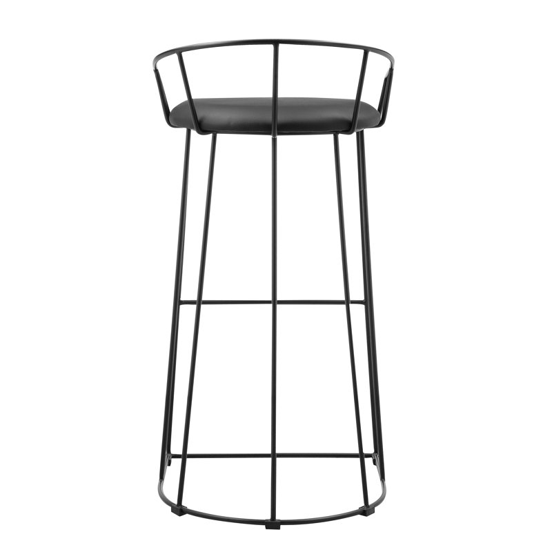 Arikka Upholstered Counter Stool with Metal Frame, Bar Stool (30.5" Seat Height), Black