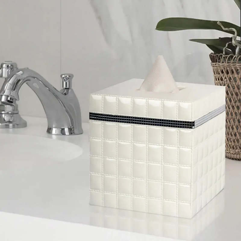 Élégant couvercle de boîte à mouchoirs en résine avec conception à fond ouvert pour un remplissage facile et une esthétique moderne, parfait pour n'importe quelle pièce