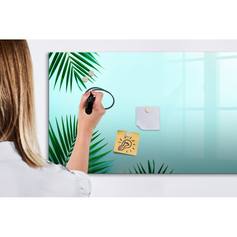 Magnetic Memo Board Whiteboard - 120 x 60 cm - With Marker and Magnets - Palm leaves