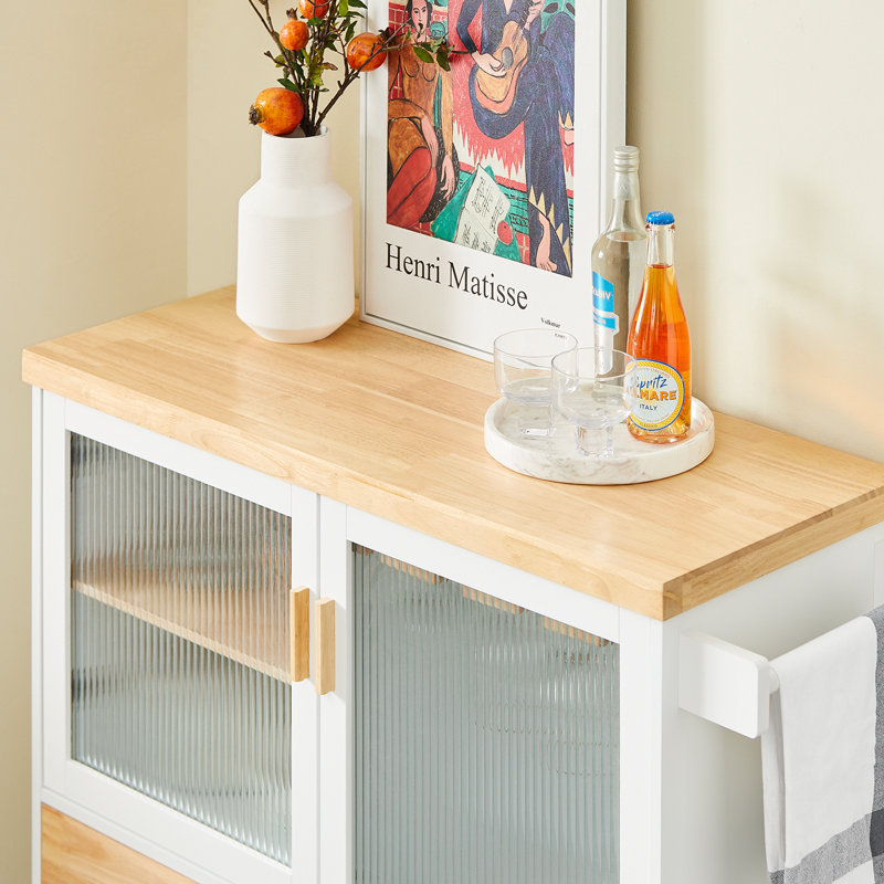 Solid Wood Top Kitchen Cart