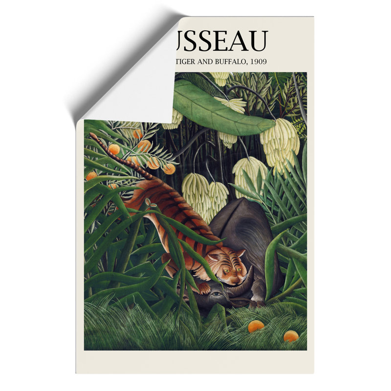 Combat Of A Tiger And Buffalo Vol.2 by Henri Rousseau - No Frame Painting, 59cm H x 42cm W x 0.1cm D