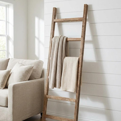 Orla Rustic Step Wood Ladder Shelf