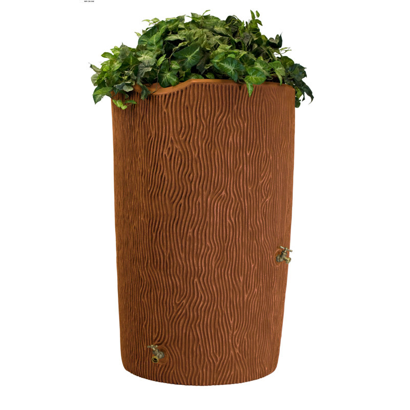 Good Ideas 90 Gallons Plastic Drainable Dual Overflow Planter Rain Barrel, Terra Cotta
