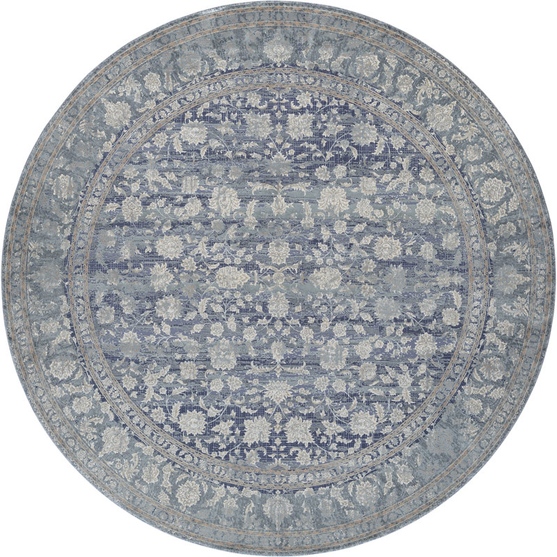 Don Indigo Mist Power-Loomed Area Rug, Round 5'