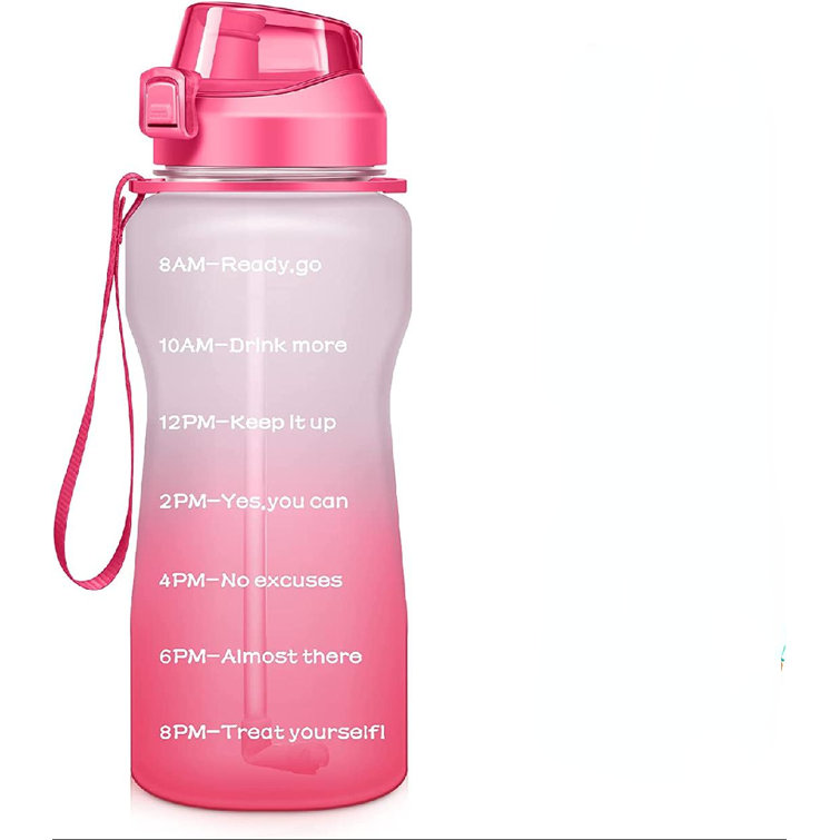 Pink or Sparkly Quote BPA Free Travel Water Bottle w Storage Holder, Pink