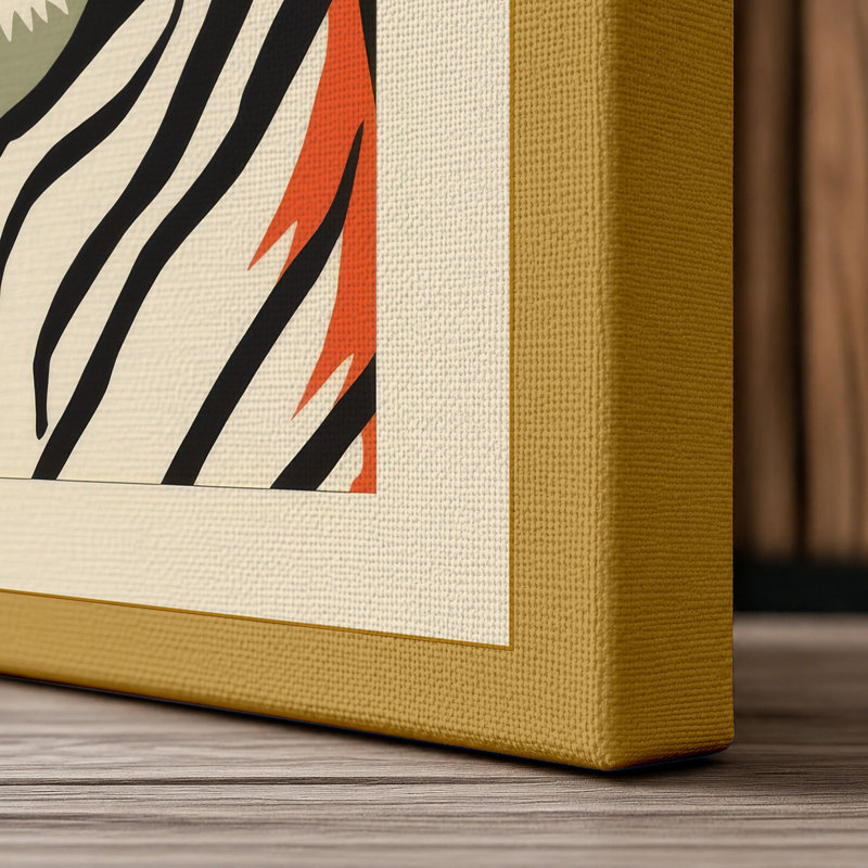 Tiger Face Forward Graphic Art - Wrapped Canvas, 36x24 - 91.4 x 61.0 cm, Ochre Border
