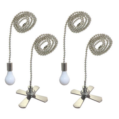 Royal Designs Silver Fan Pull Chain with Finial Adapter 2pk Fp-1002sl-2