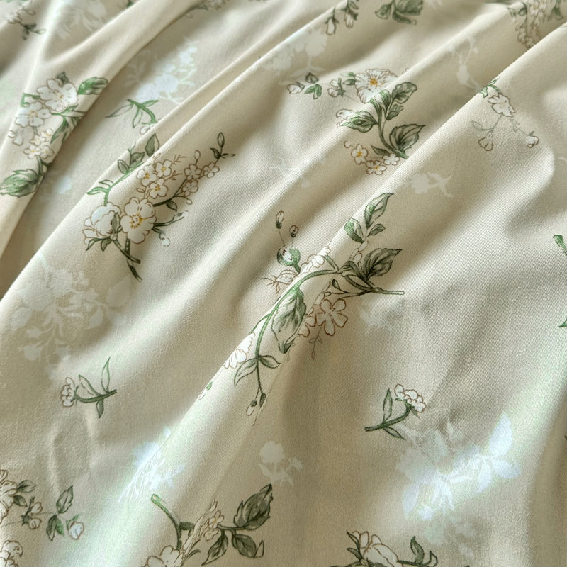 Ensemble de draps 100% coton, Ensemble de draps pour grand lit avec 2 taies d'or, Motif floral jaune