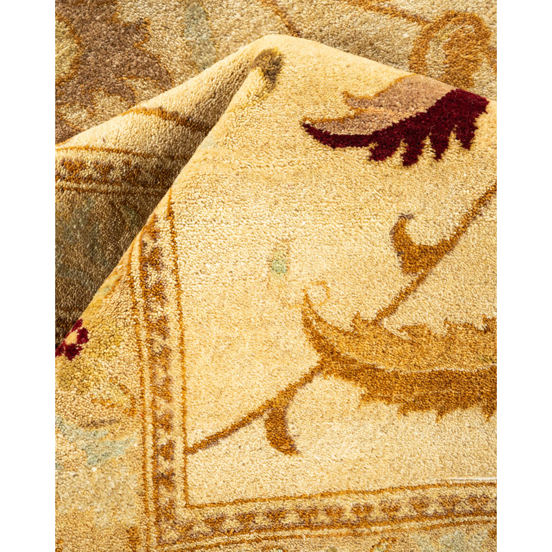 Tapis unique noué à la main de style Lynd - ivoire, 12 pi 3 po x 15 pi 0 po