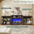 97"W Farmhouse Fireplace TV Stand for TVs up to 88" with Ample Storage Space and Adjustable Shelves,Rustic Brown-854722166-849217633
