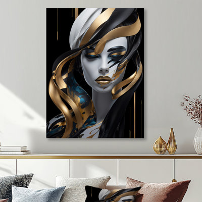 Élégante coiffeuse aux cheveux dorés - femme glam, décoration murale