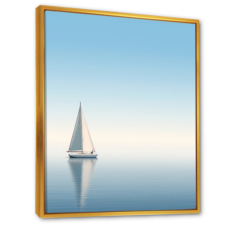 Coastal Calm White, photo de bateau à phoque sur toile, H 32 po x l 16 po x P 1 po, Cadre flottant doré