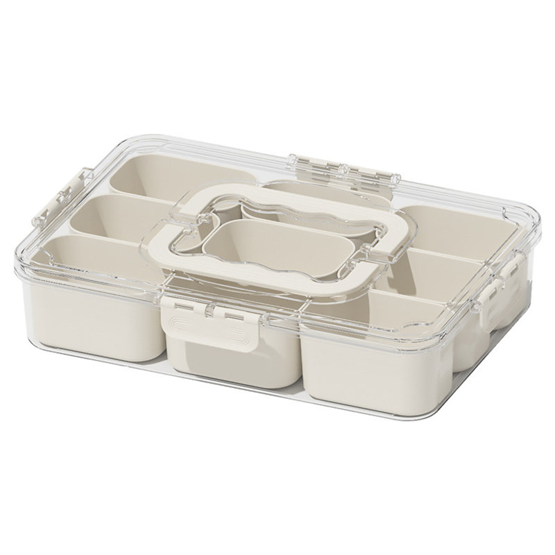Portable Snackle Box Container Divided Serving Tray with Lid and Handle