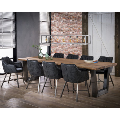 Erickson Acacia Rectangular Wood Top Dining Table with Steel Base