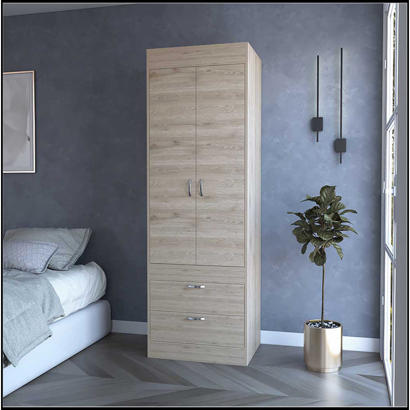 Armoire Alabama, une grande armoire, deux tiroirs
