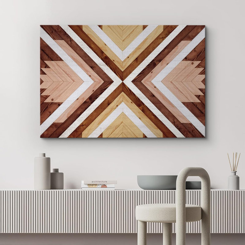 Impression sur toile, motif de bois brun naturel, H 12 po x l 18 po x P 1,5 po, Toile tendue